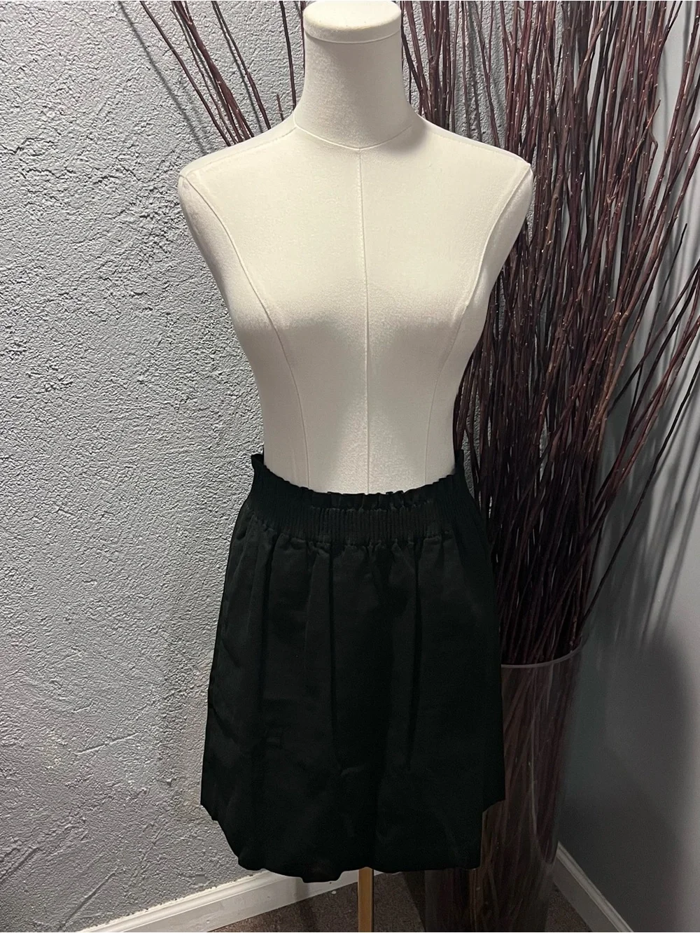 🌺NWT J. CREW LINEN BLEND BLACK RUCHED WAIST SKIRT SIZE 4🌺